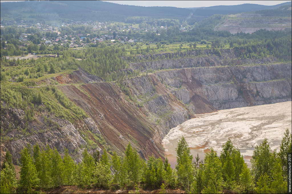 Главный карьер Высокогорского рудника, заполняемый шламами с МОФ