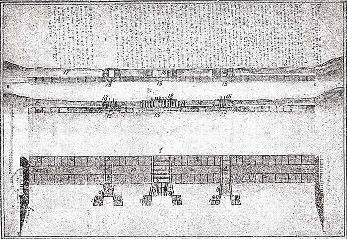 Плотина Уктусского завода (чертёж В. И. де Геннина, 1735 г.)