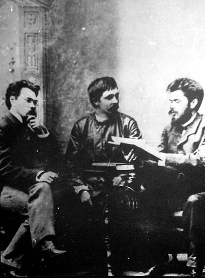 Члены "маминского кружка": М. Ф. Магнитский, Д. Н. Мамин и И. Н. Климшин (фото 1880-х гг.)