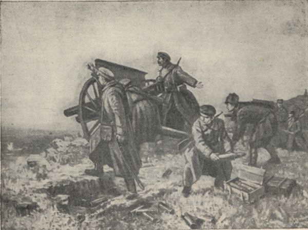 Картина "Бой за Нижний Тагил в 1918 году". Петр Бортнов